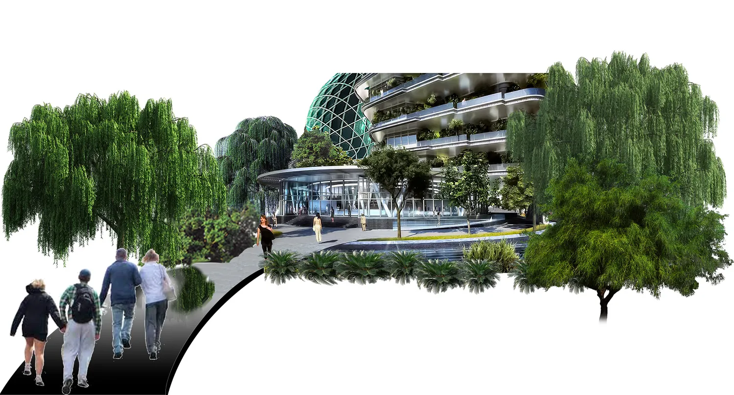 The approach to the campus